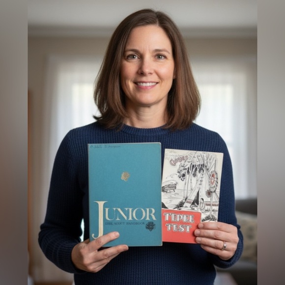 Lot Of 3 - Vintage 1963 Junior Girl Scout Handbook & 2 Copies Of  Teepee Test - Picture 1 of 10